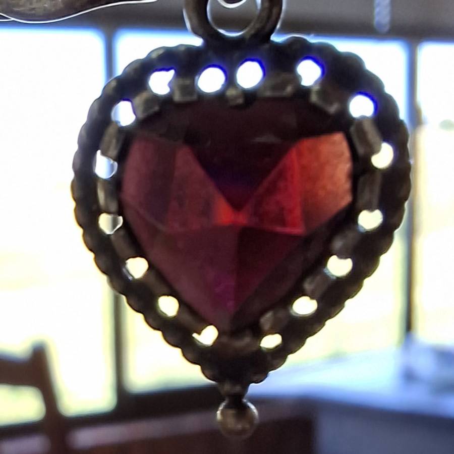 German silver and garnet? heart brooch 925 and 935 silver