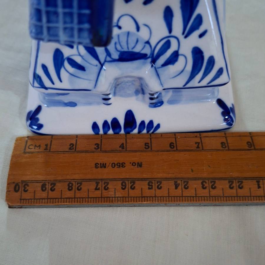 Blue Delft - 2 ceramic dutch windmills - handpainted 17 cms to top of blades