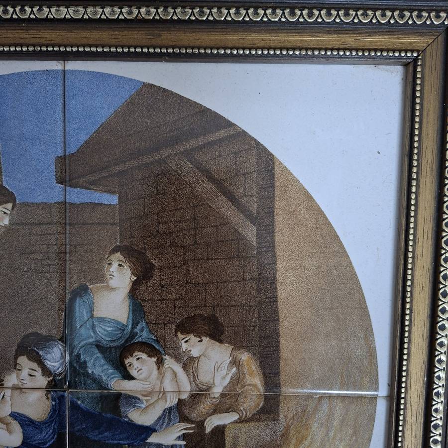 4 SA vintage Pilkington tiles framed Figural mother and child design