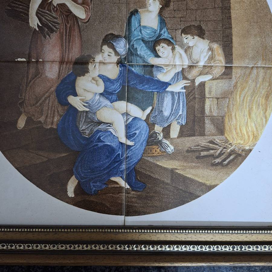 4 SA vintage Pilkington tiles framed Figural mother and child design
