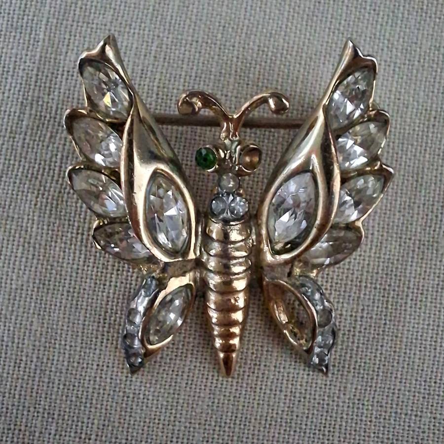 Pair Gilded Stirling silver Coro Crafts Brooches Pins - Mid centuary Vintage jewelry