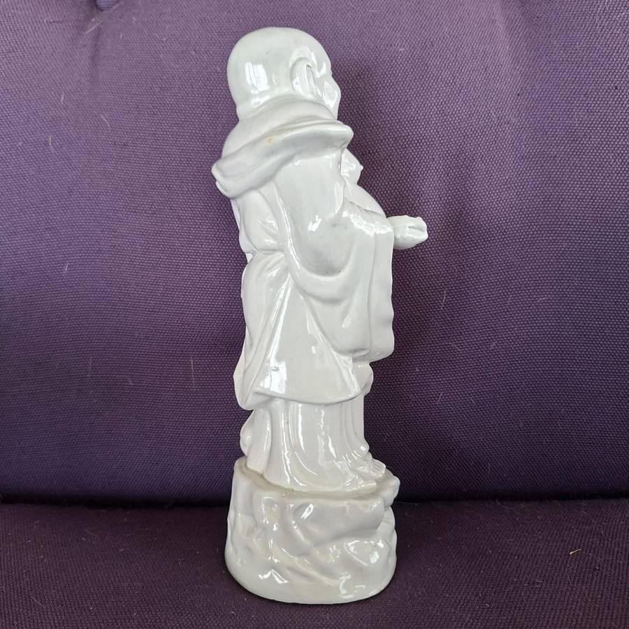 Laughing Buddha - White ceramic porcelain feng shui decor