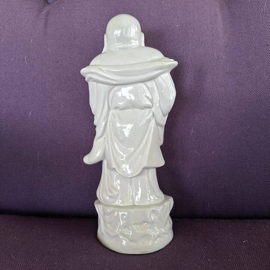 Laughing Buddha - White ceramic porcelain feng shui decor