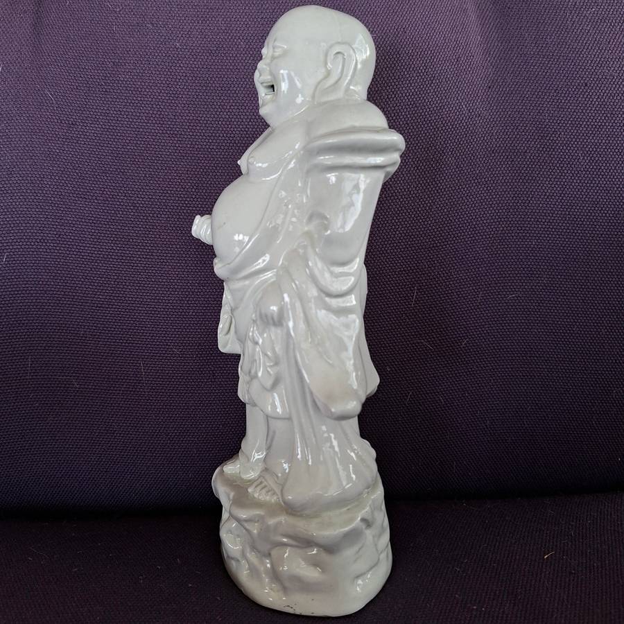 Laughing Buddha - White ceramic porcelain feng shui decor