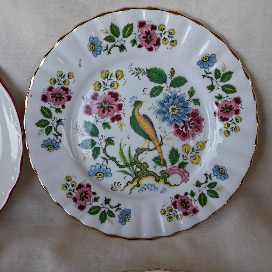 5 tea plates - decorative wall decor - replacement porcelain