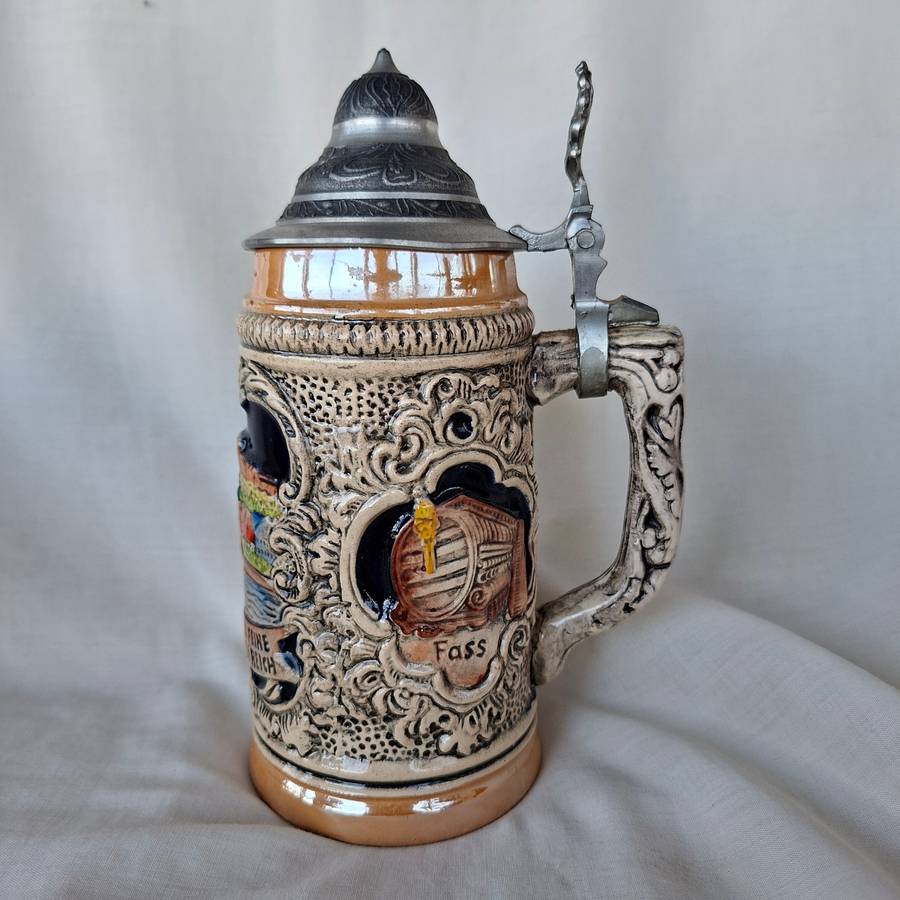 Beer Stein Mug tankard - German lidded - "Heidelberg du feine"
