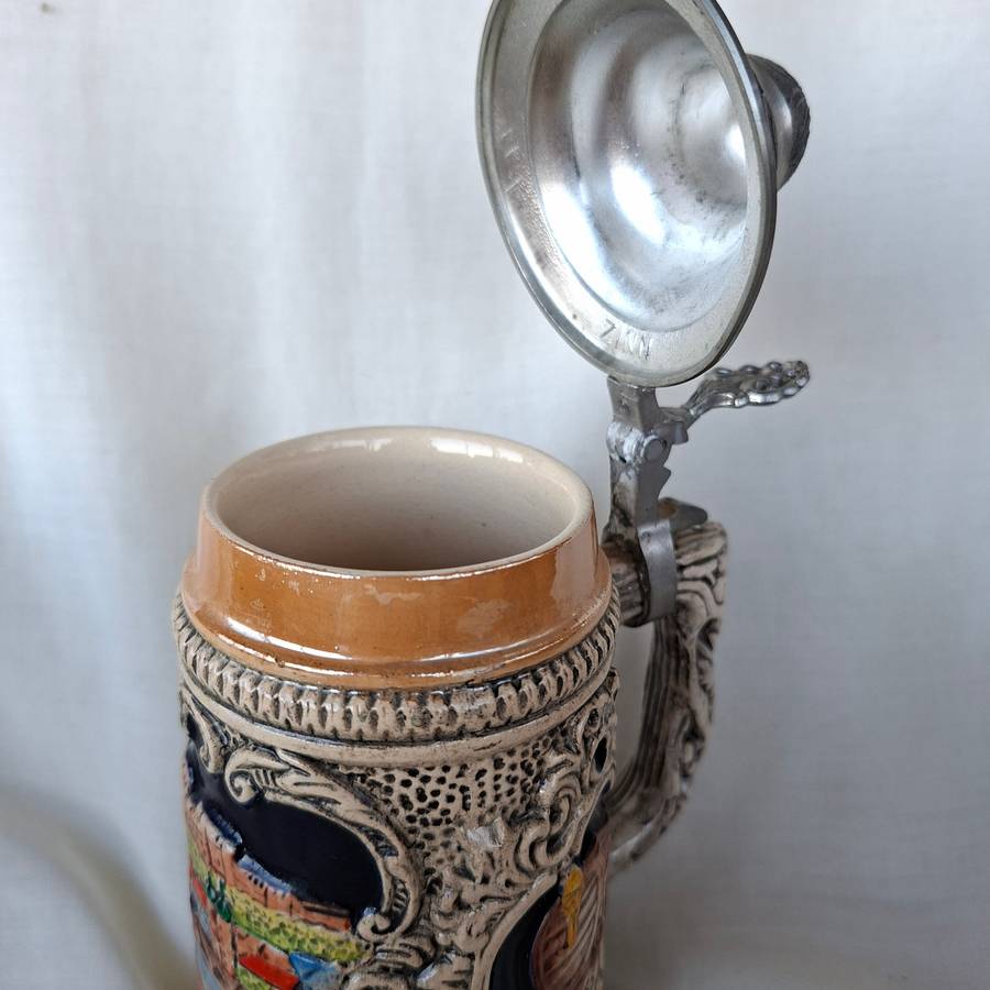 Beer Stein Mug tankard - German lidded - "Heidelberg du feine"