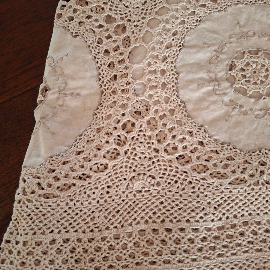 Round Crochet Table Cloth Vintage   2 m dia approx