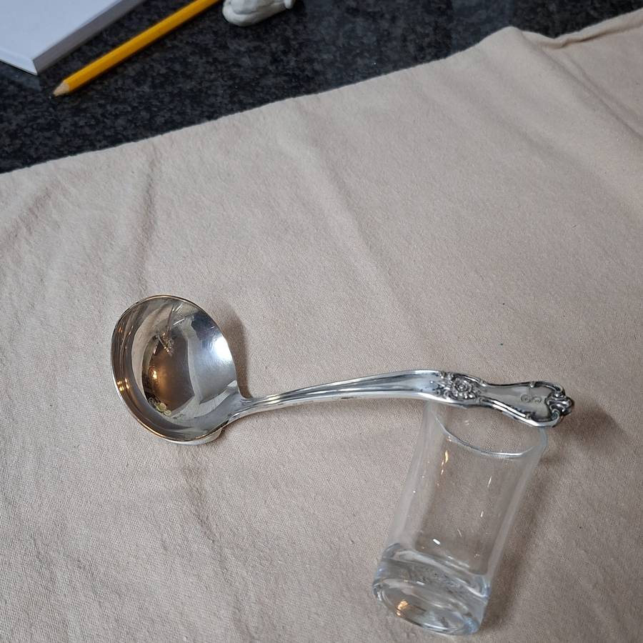Silver Plate Gravy sauce ladle 16 cms  "E" monogram