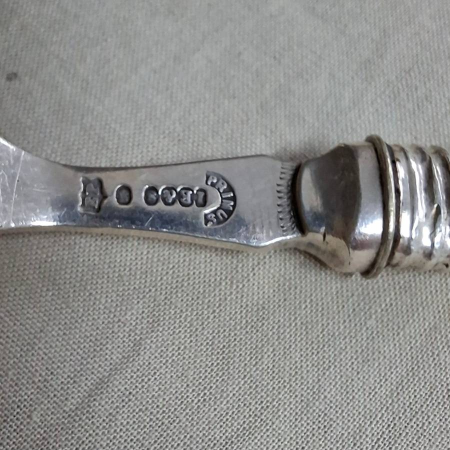 12 Fish knives and forks Silver hallmarked collars - bone or ivorine handles - etched