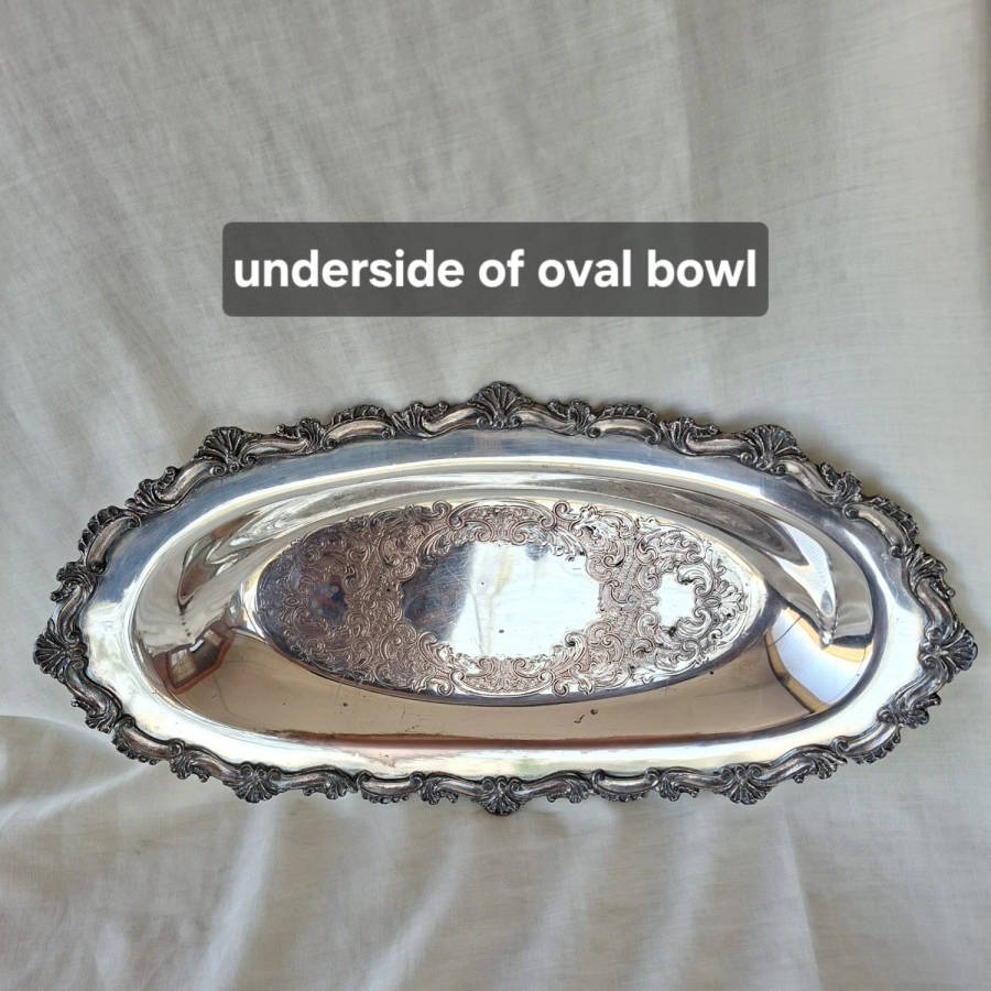 Silver plate on copper dish - Old English 18th cent Reproduction - decorative serving piece