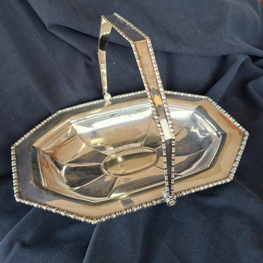 Silver Plate serving basket with a handle - Biscuits or fruit or bridesmaids basket