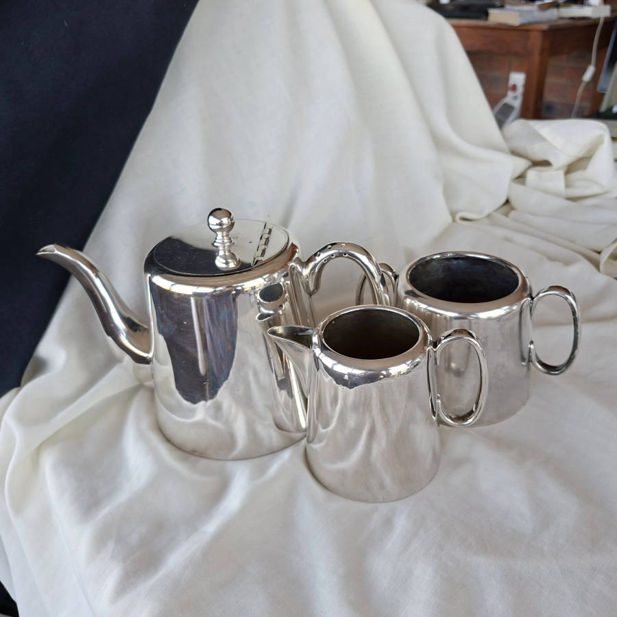 EPNS tea pot jug and sugar basin - hotel ware - Sheffield England