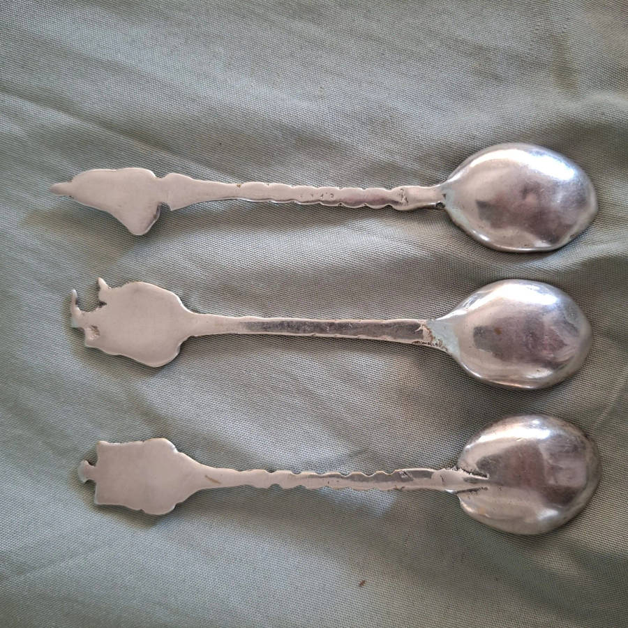 3 Dutch teaspoons - ornate with figurines