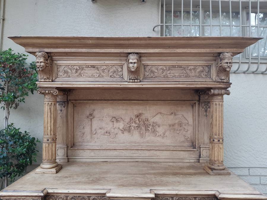 Victorian Ornately Carved Cabinet in a Contemporary Bleached / Natural Wood Finish