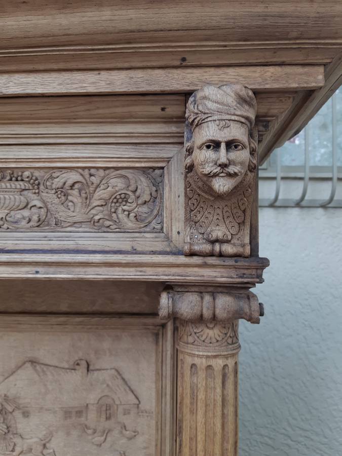 Victorian Ornately Carved Cabinet in a Contemporary Bleached / Natural Wood Finish