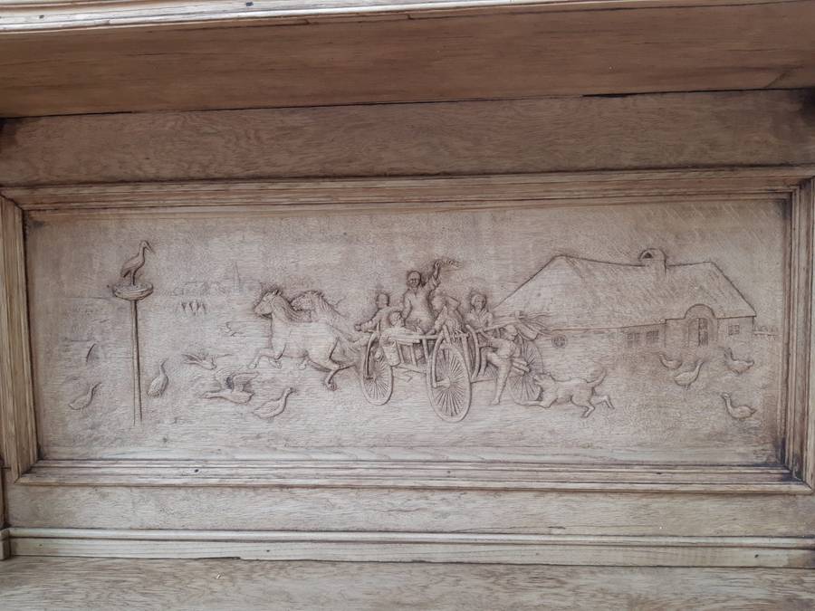 Victorian Ornately Carved Cabinet in a Contemporary Bleached / Natural Wood Finish