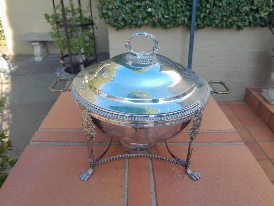 A 20th Century Victorian Style Silver-Plate Entrée Dish On Burner