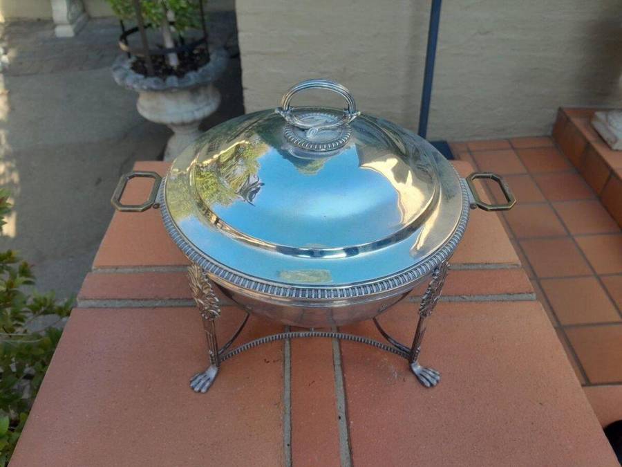 A 20th Century Victorian Style Silver-Plate Entrée Dish On Burner
