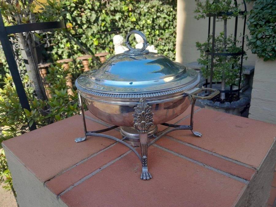 A 20th Century Victorian Style Silver-Plate Entrée Dish On Burner