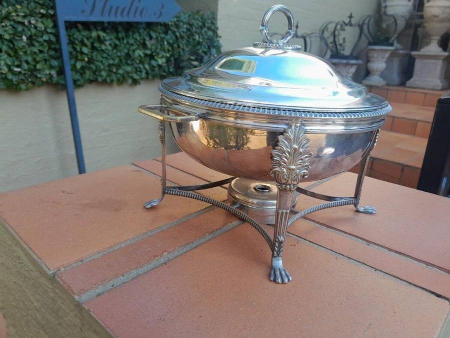 A 20th Century Victorian Style Silver-Plate Entrée Dish On Burner