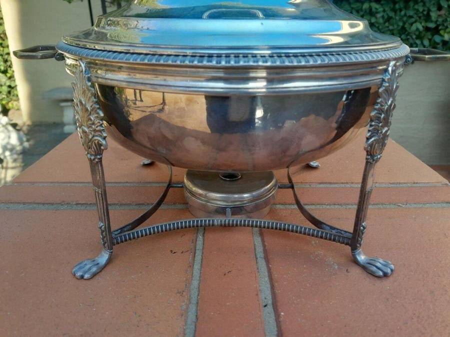 A 20th Century Victorian Style Silver-Plate Entrée Dish On Burner