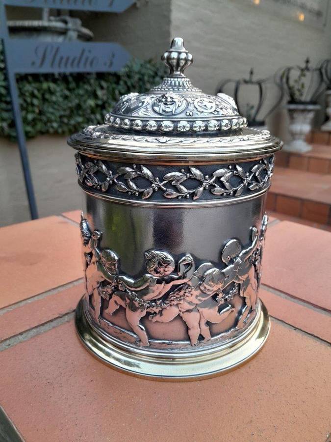 A 19th Century Circa 1880 Victorian Silver- Plate Biscuit Barrel By Elkington