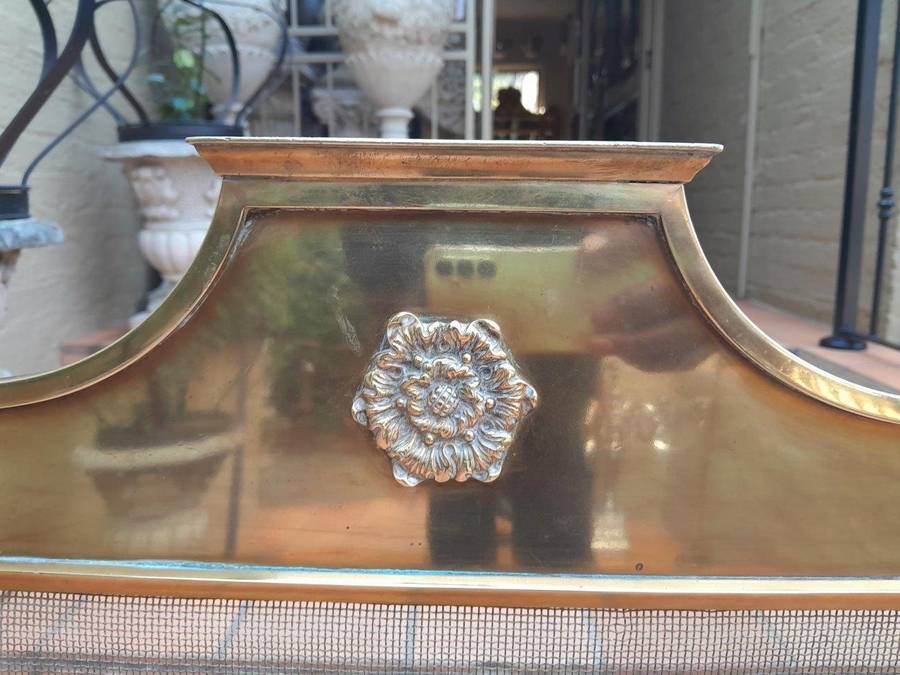 A 20TH Century Brass Fire Screen