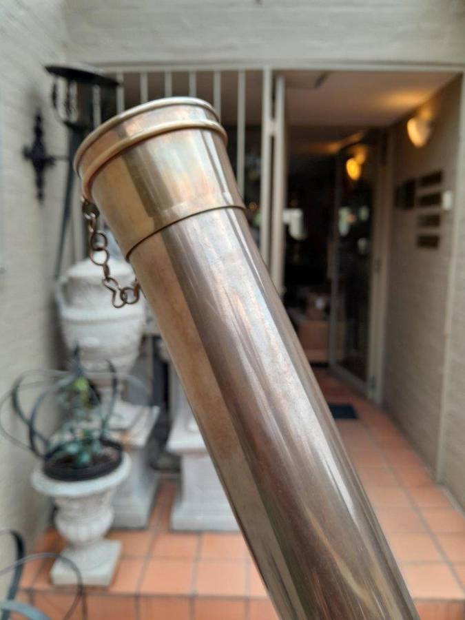 A 20TH Century Solid Brass Telescope on Adjustable Teak Wood Tripod Stand With Brass Fittings and...