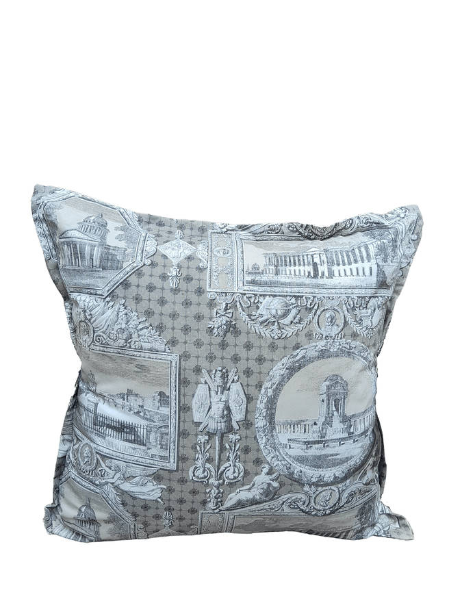 Scatter Cushion With Imported Architectural Design Grey / Cream Fabric and 1x Long Shape Scatter ...
