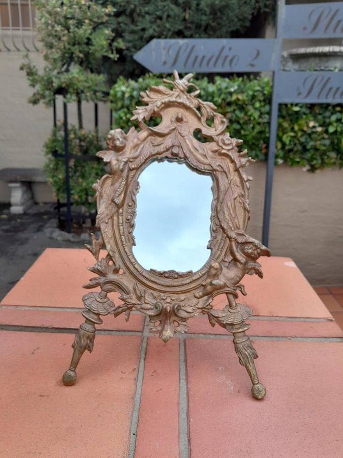 A Late 19th Century French Brass Mirror