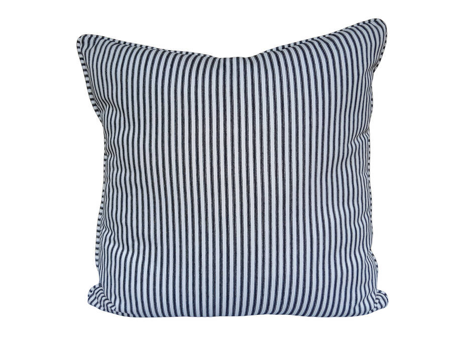 An English Black & White Stripped Linen Cushion