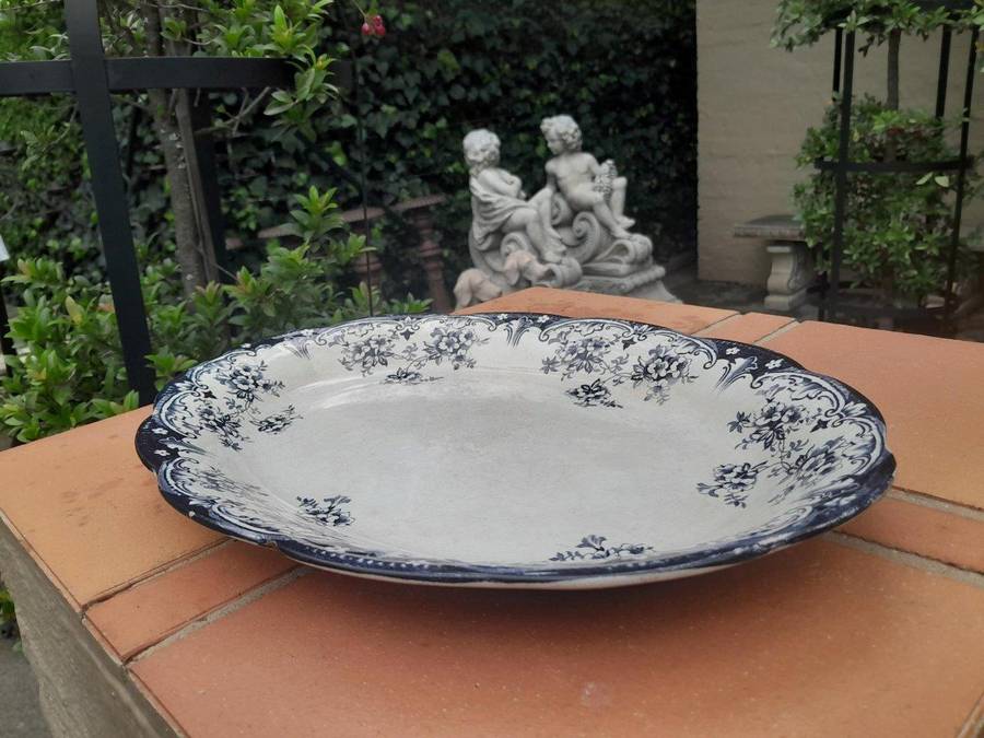 An Antique Blue and White Hand Painted Porcelain Platter