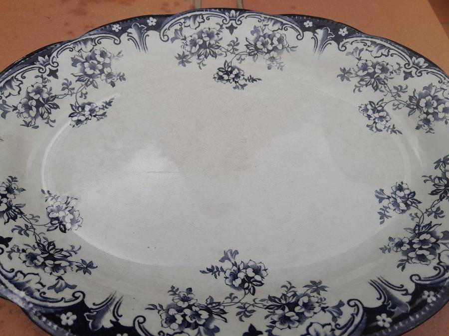 An Antique Blue and White Hand Painted Porcelain Platter