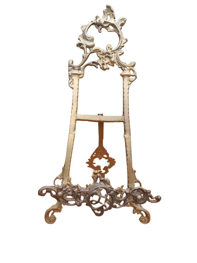 An Ornate Floral Carved Victorian Style Brass Picture, Book / Plate Easel