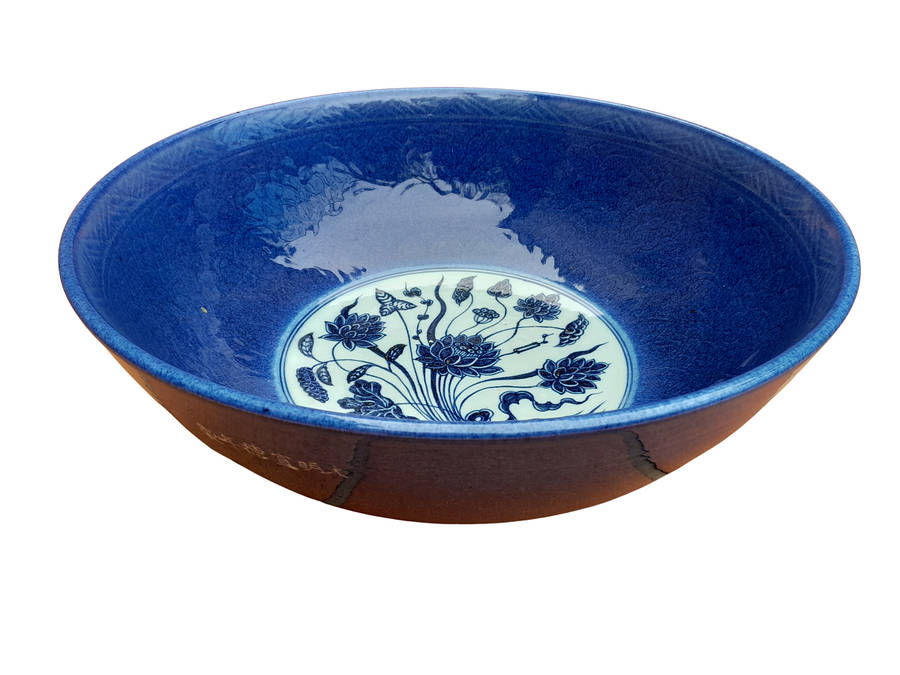 A 20th Century Chinese Painted and Glazed Blue and White Bowl