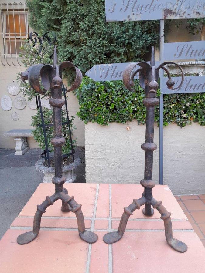 A 20th Century Set Of Four Forged Iron Candle Prickets / Holders