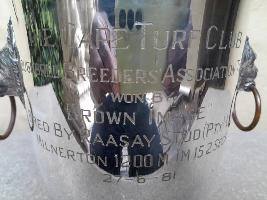 A 20th Century Circa 1980s Silver Plate Champagne / Wine Cooler With Engravings