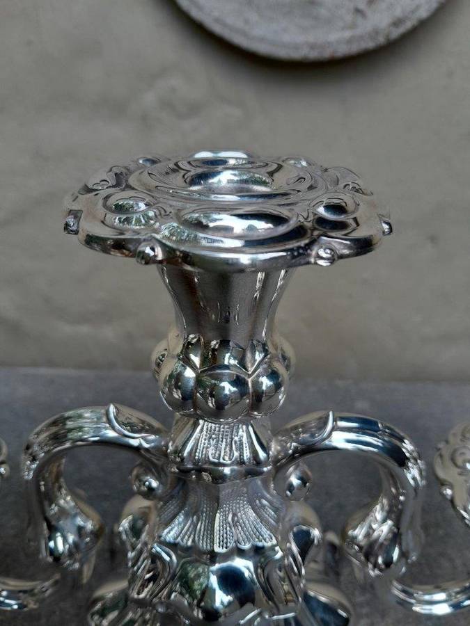 A French Rococo Style Silver Plate Candelabra