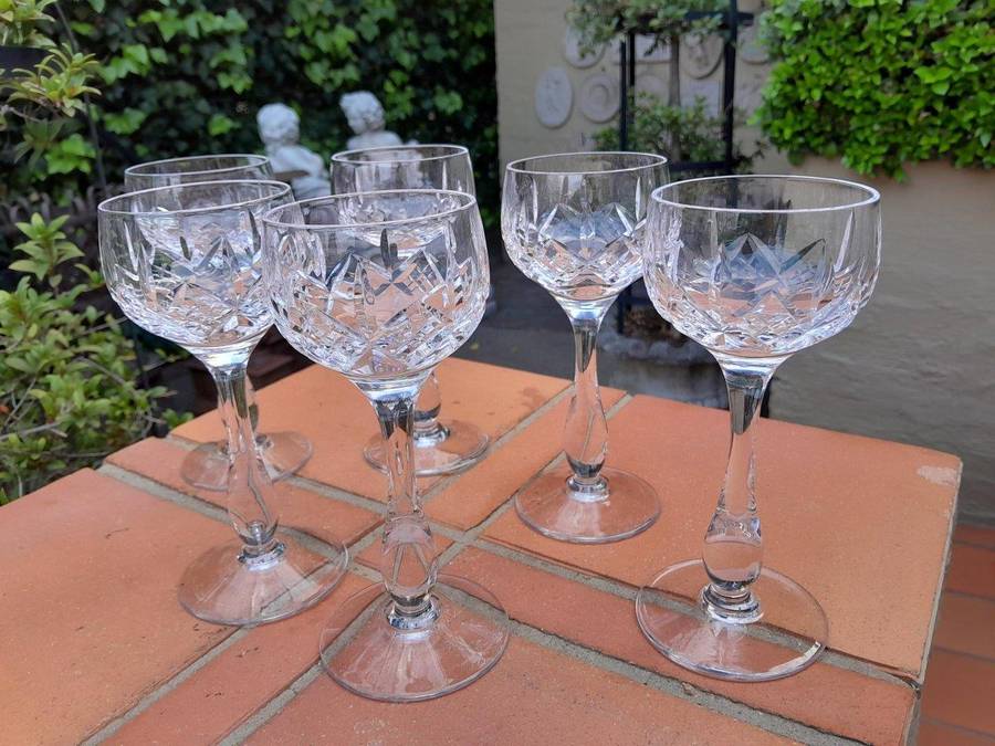 A Set Of Six Stuart Crystal  Hock Glasses