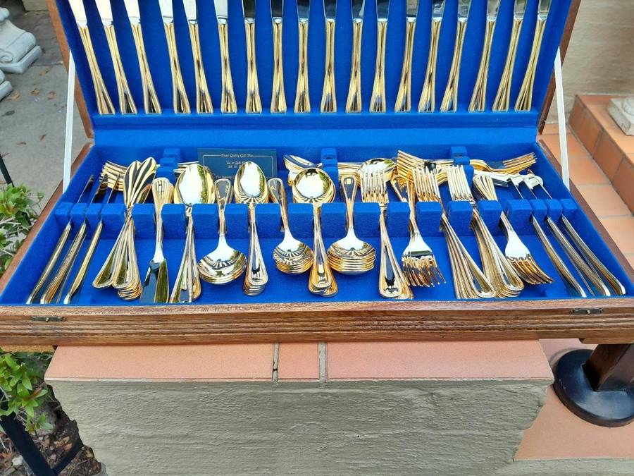 A 112 Piece Sterling 24ct Gold Plated Cutlery Set In Canteen