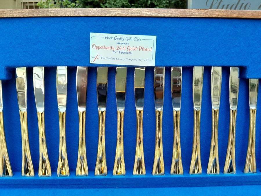 A 112 Piece Sterling 24ct Gold Plated Cutlery Set In Canteen