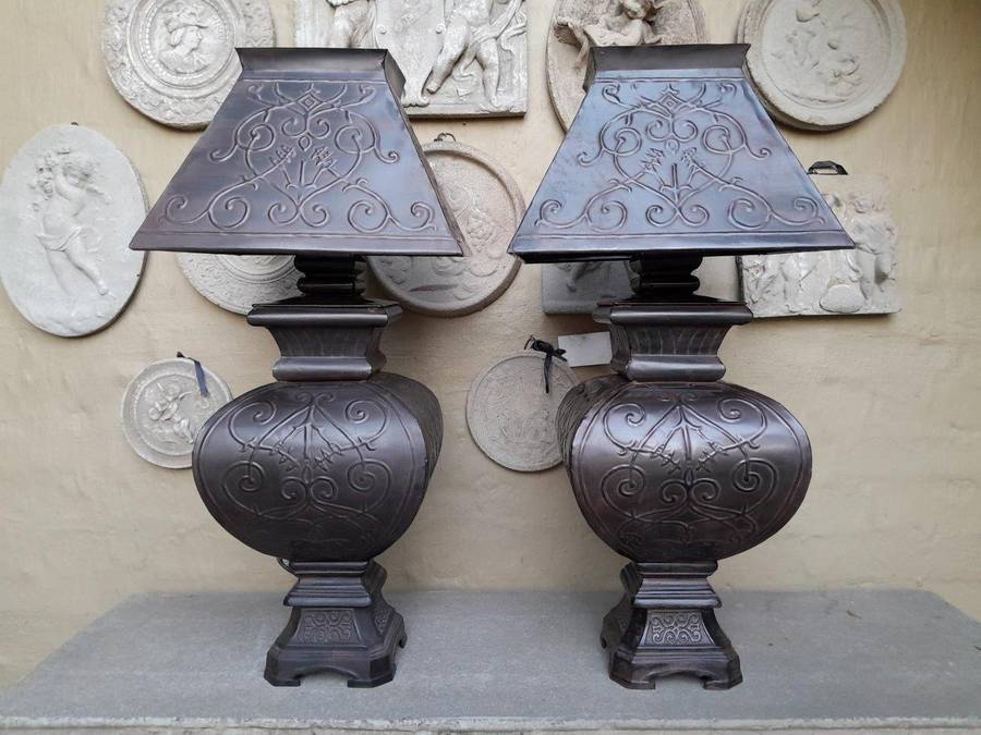 A 20th Century Pair Of Metal Table Lamps