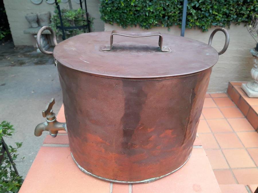 A 20th Century Copper Hot Water Boiler Pot With Cover