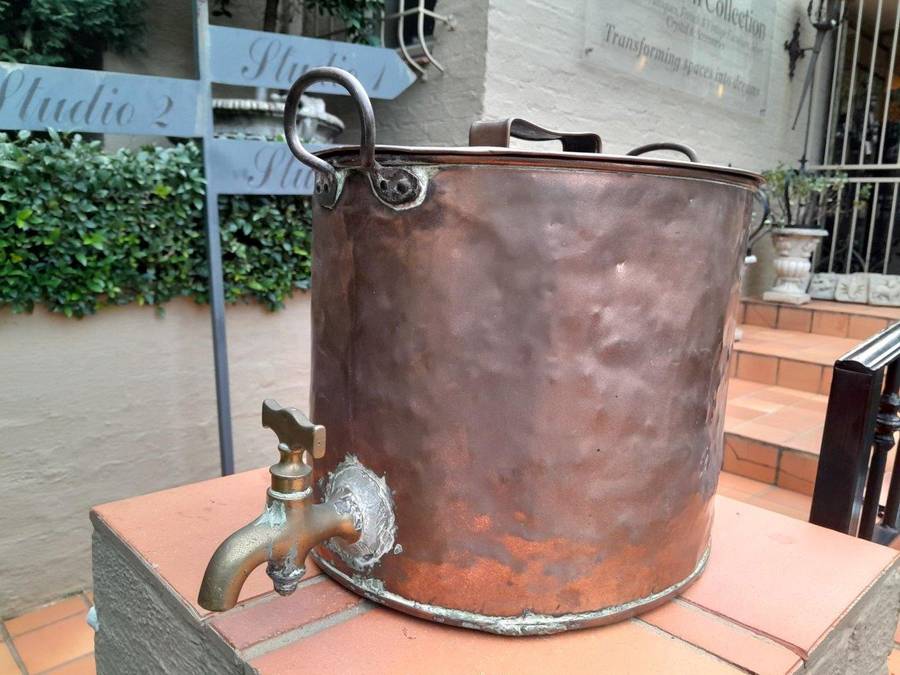 A 20th Century Copper Hot Water Boiler Pot With Cover