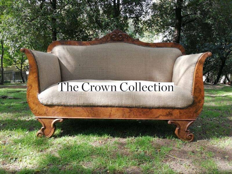 Biedermeir Walnut Settee upholstered