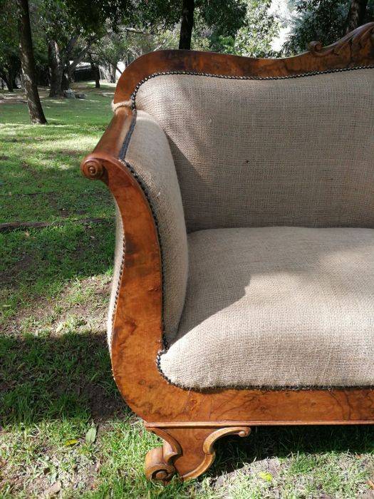 Biedermeir Walnut Settee upholstered