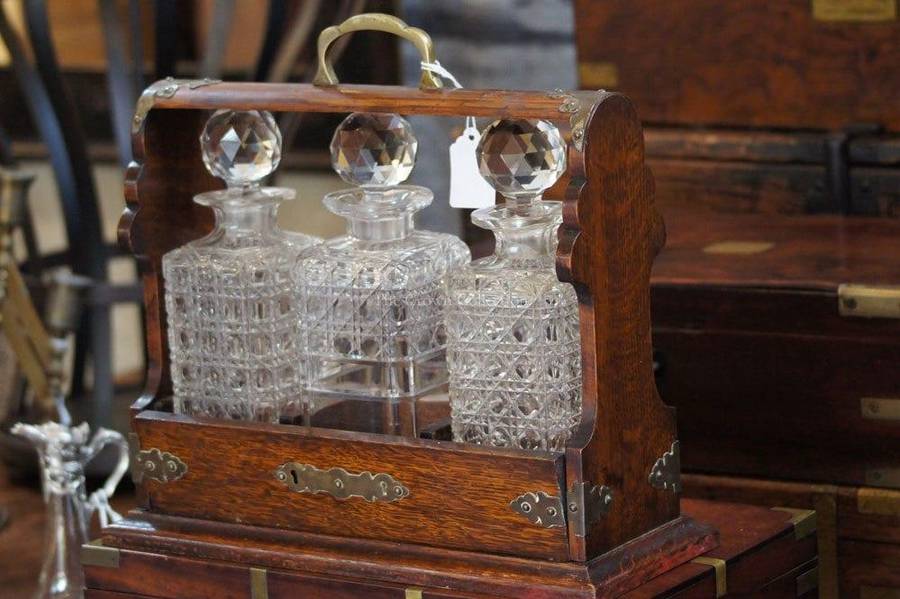 Victorian Oak Wood Tantalus