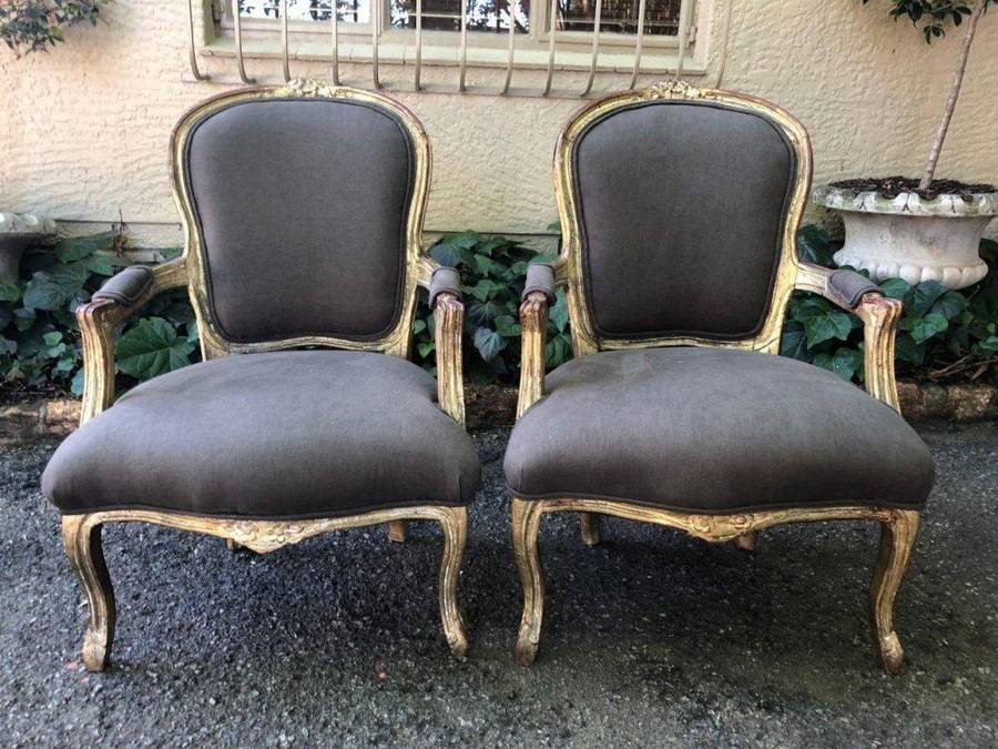 Pair Antique French Gilded Chairs