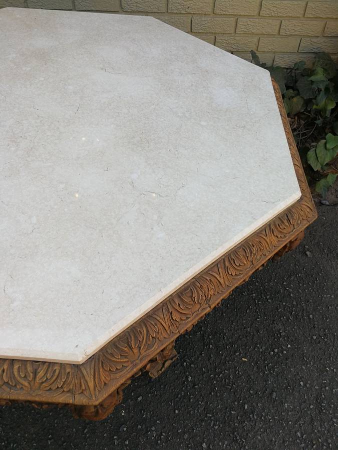 Magnificent and rare ornately carved R J Horner octagonal Bleached / Natural entrance/foyer table...